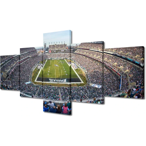 Eagles American Soccer Wall Decor Lincoln Financial Field 5 Pieces Canvas Wall Art Philadelphia, US Stadium Pictures for Home Bedroom Decor Paintings Prints and Poster Framed Ready to Hang(50"Wx24"H)