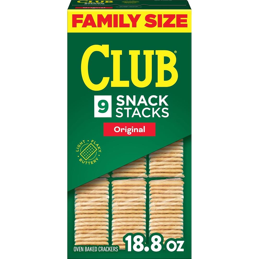 Club Snack Stacks Crackers, Lunch Snacks, Family Size, Original, 18.8oz Box (9 Stacks) (EXP 05/06/27)