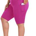 we fleece Plus Size 8" Biker Shorts with Pockets - High Waisted Spandex Yoga Shorts for Women, Workout Gym Cycling Athletic (4X-Large, Pink)
