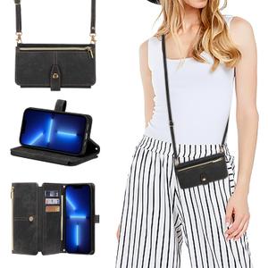 ZCDAYE Case for iPhone 13 Pro Max, iPhone 13 Pro Max (6.7 inches) Wallet Phone Case, Premium Zipper (with Long Lanyard) Flip Leather Phone Case for iPhone 13 Pro Max (6.7 inches) - Black