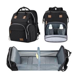 DERJUNSTAR Baby Diaper Bag Backpack, Diaper Changing Station, Baby Bags for Boys Girls, Waterproof Changing Pad, USB Charging Port, Pacifier Case, Sunshade and Toy Bar, (Diamond Black)