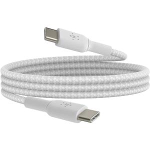 Belkin BoostCharge Braided USB-C to USB-C Cable (1M/3.3ft) for iPhone 16, iPhone 16 Pro, iPhone 16 Pro Max, Galaxy S25, S24, Galaxy Note, Pixel 9 & 8, iPad Pro, Nintendo Switch 2 & More - White