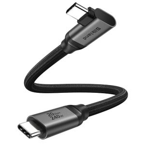 Silkland 20Gbps USB C Data Cable Right Angle, Short 1FT 90 Degree USB C 3.2 Gen 2x2 High Speed Data Transfer Cable, 5K/4K 60Hz Monitor Display, 240W PD Charging, Compatible for SSD, Hub, Dock, eGPU