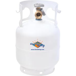 Flame King YSN5LB-GAUGE 5lb Steel Propane Tank Cylinder with Gauge and OPD Valves for Grills and BBQs, Camping, Fishing, & Outdoor Activities, White