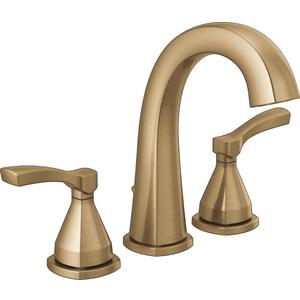Delta Faucet Stryke Widespread Bathroom Faucet 3 Hole, Gold Bathroom Sink Faucet, 2 Handle Bathroom Faucet, Bath Faucet, Metal Pop-Up Drain Assembly, Lumicoat Champagne Bronze 35775-CZ-PR-MPU-DST