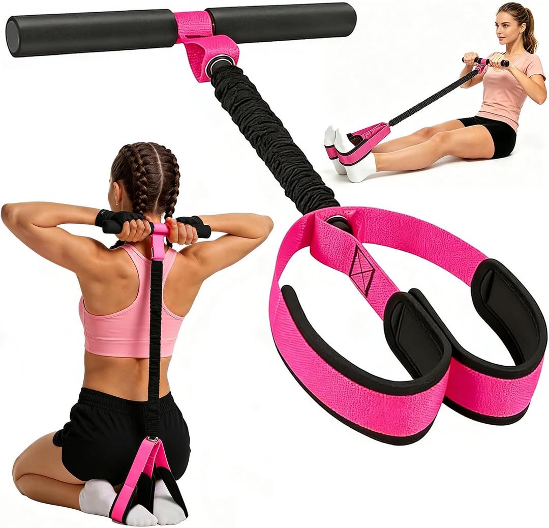Pedal Resistance Band with Handle, 50 LBS Thickened Latex Tube Pedal Resistance Band with Soft Non-Slip Foam Foot Pedals for Women, Tension Rope Trainer for Abs, Legs,Home Gym Workout Equipment