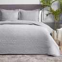 Hansleep Grey Quilt Queen Size - Baroque Ultrasonic All Season Bedspread Queen, Soft Lightweight Coverlet Bedding Set, 3 Piece (1 Quilt, 2 Pillow Shams) (Full/Queen-90"x96")