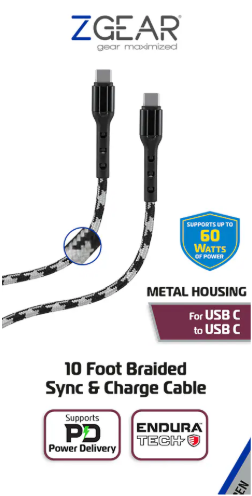 10 ft braided sync and charge cable