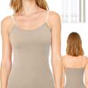 Women's Seamless Camisole Tops, Everyday Layers Tank Top for Women, Spaghetti Cami with 2 Pair Clear Straps