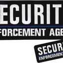 2 Pack Security Patch with Loop Hook System,Durable Fabric Patches with Embroidered Letters for Officer Guard Custom Uniforms Vest, Jacket, Carrier, Hat, 1Small and 1 Large (White)