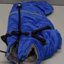 BRKURLEG Blue Dog Winter Coat, Cozy Winter Dog Jackets, Small Dogs Coat with Harness, Onesie Body Warm Puppy Christmas Jacket, Pet Reflective Cold Weather Jackets, Puppy Four-Legged Puffer Coats, L