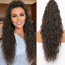 ORSUNCER Ponytail Extension Claw 26" Curly Pony Tail Clip in Claw Hair Extensions Fluffy Natural Looking Synthetic Hairpiece for Women Dark Brown