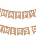 Mother's Day Banner Decorations Burlap, Happy Mother's Day Decor Sign Pre-Strung Indoor Outdoor Hanging Decor for Home Fireplace Mantel Party Supplies Photo Props