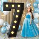 Marquee 7 Number 4ft Light up Numbers Black Large Numbers with Lights for 7th Birthday Party Decorations Giant LED Mosaic Frame Sign Letter 7 Cardboard Pre-Cut Foam Board Diy Anniversary Decor