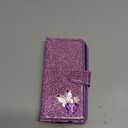 UEEBAI Wallet Case for iPhone 16 Pro, Glitter PU Leather Phone Cover Card Slots Kickstand Wallet Magnetic Closure Bling Flip Case Shockproof Hand Strap Flip Cover - Glitter Purple