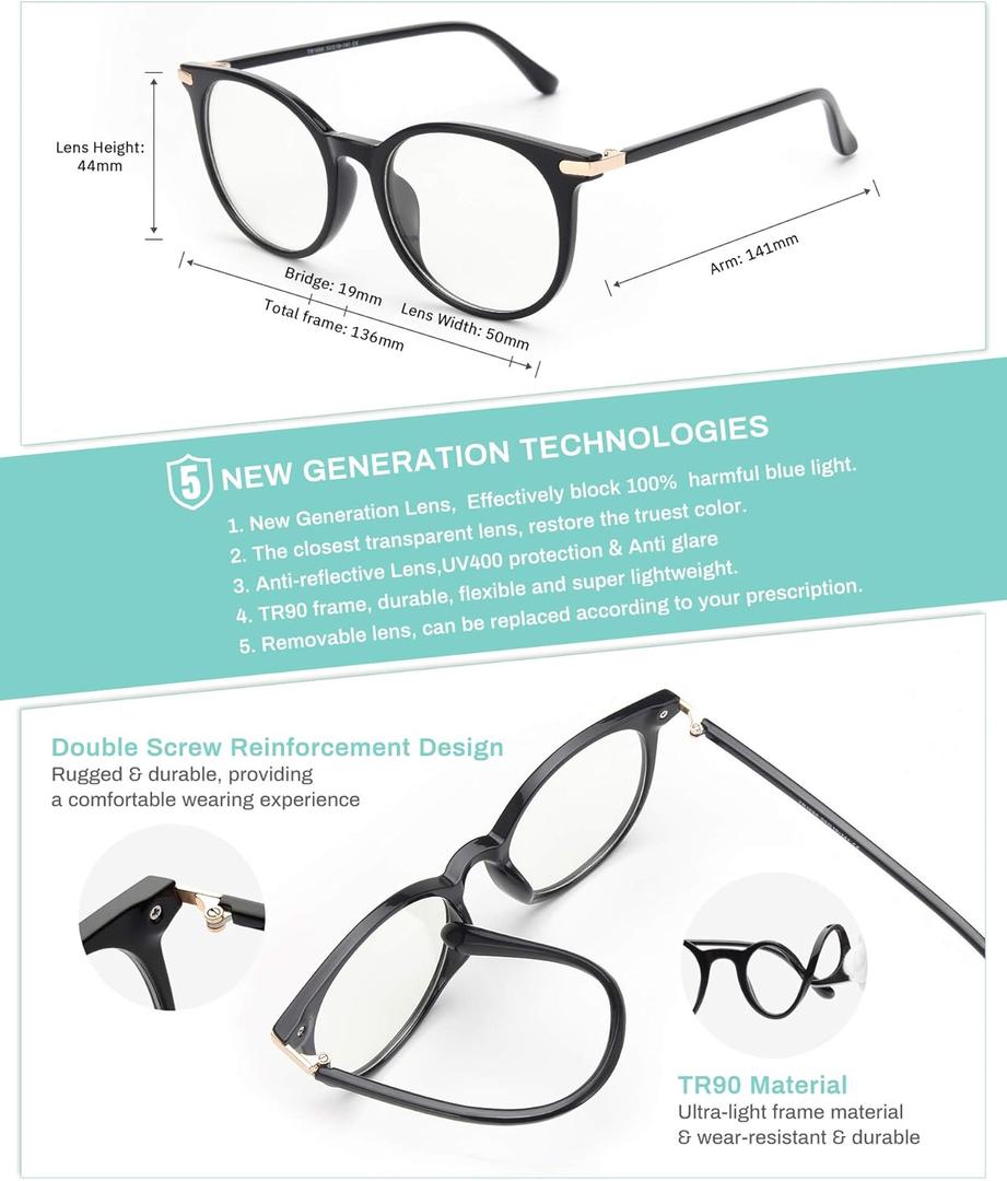 Gaoye Blue Light Blocking Glasses Women/Men, Fashion Round Cateye Frame UV Ray Filter Computer Gaming Glasses
