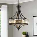 CNRATYE 5-Light Black Crystal Chandelier for Dining Room, Modern Farmhouse
Clear crystal strips and black metal suit dining rooms foyers and kitchen islands; 20" profile with 5 E26 sockets for dimming