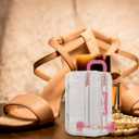 DOITOOL Mini Suitcase Candy Boxes 12 Pcs Clear Plastic Wedding Packaging Boxes Party Favor Storage Containers 3X2X1.5In (Pink)