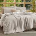 Bedsure Muslin Duvet Cover Queen Size - Cotton Blend Viscose Derived from Bamboo, Cooling Duvet Cover, PureWoven Ultra-Soft & Breathable Bedding Set for All Seasons (Oat Milk, 90"x90")