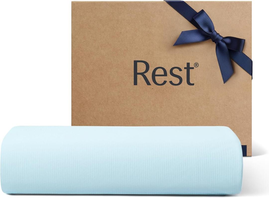 REST Evercool+ Top Sheet, Full/Queen Size, Light Blue, 93"X108" (1 Flat Sheet only)