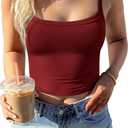 CHYRII Womens Tank Tops with Built in Bra Fashion Workout Top Longline Sports Bra Basic Camisole Top (Red, XL)