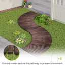 6FT Wooden Garden Parhway Walkway 25" Wide Oversize Outdoor Roll Out Decorative Garden Walkway Non-Slip Surface Road Floor for Outdoor Garden Beach Wedding Party (6FT Curved, Carbonized)