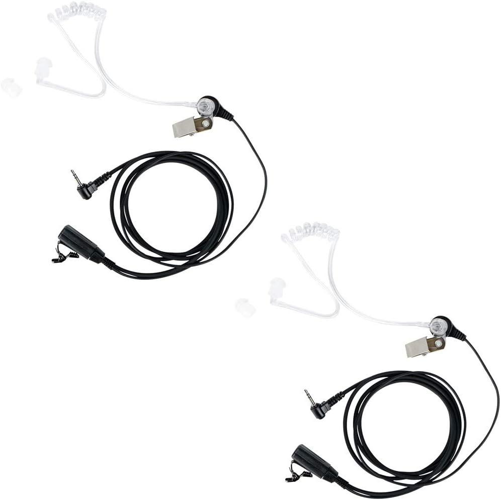 Caroo Walkie Talkie 2.5mm Earpiece,2 Pack 1 Pin Covert Acoustic Tube Earpieces Headset with PTT Mic for Motorola Talkabout MH230R MR350R T200 T200TP T260 T260TP T600 MT350R Two Way Radio