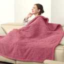 Heated Throw Blanket Cozy 50"x 60" Heated Sherpa Throw Electric Blanket, 5 Heating Levels, 4 Hour Shut Off, Machine Washable, ETL Safe, Rose Pink