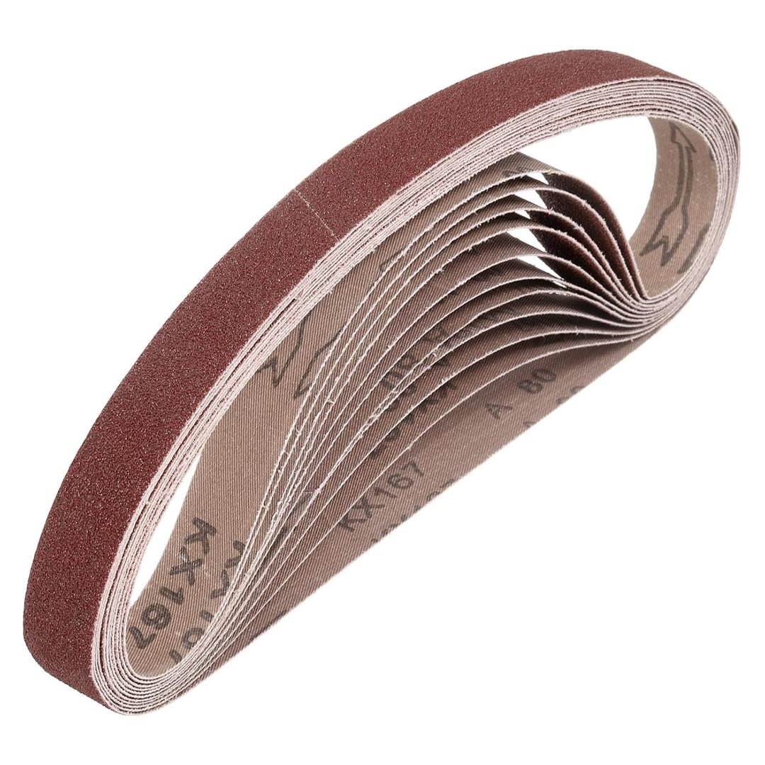 HARFINGTON 1 x 30 Inch Sanding Belts, 12 Pcs 80 Grits Aluminum Oxide Abrasive Belt Sander File Belt for Woodworking, Metal Polishing, Knife Sharpener