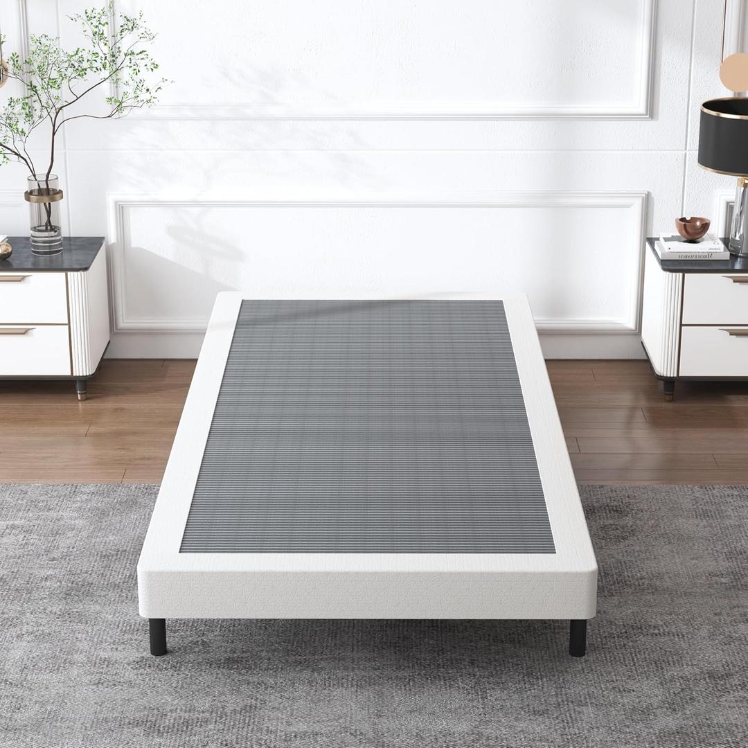 Box Spring Twin 4 Inch, Heavy Duty BoxSpring Twin, Sturdy Box Spring Only, Easy Assembly, Noise Free
