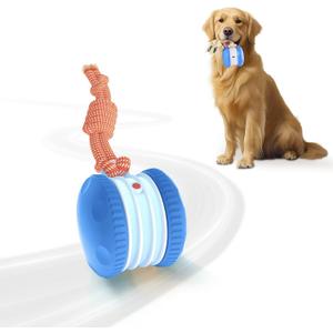 PJC Interactive Dog Toy  Automatic Electric Rolling Ball with Rope, Motion-Activated Play, Random Movement, Rechargeable, Ideal for Boredom Relief for All Dog Sizes