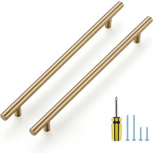 Ravinte 20 Pack Kitchen Cabinet Handles Champagne Bronze 8-13/16 Inch Hole Center Stainless Steel Pulls for Dresser Drawer Cupboard Handles with Screwdriver, 11-3/10 Inch Length