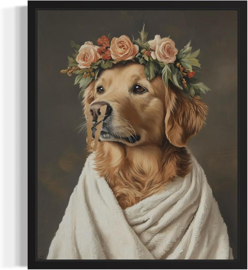 4 x Golden Retriever Funny Bathroom Posters Black Humor Smell Pinch Nose Dog Poster Print Wall Art Animal Disgusting Smell Toilet Painting For Bathroom, Restroom, Room Decor Painting Gallery 16 (Golden Retriever, 8 x 10 inches, Unframed)