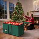 Christmas Ornament Storage Box Store 128-3" Ornaments, Ornament Organizer Storage box with Dual Zipper Closure Visual Cover & Adjustable Dividers, Holiday Decorations Storage Container with 8 Trays (Green)