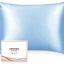 Adubor Mulberry Silk Pillowcase for Hair and Skin with Hidden Zipper, Both Side 23 Momme Silk, 900 Thread Count (20x36inch, King Size, Sky Blue, 1pc)