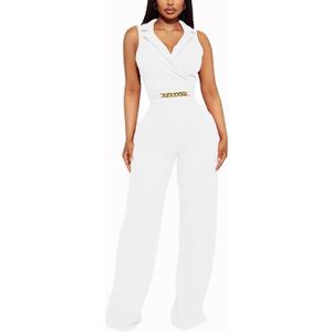 FairyLove Women's Strapless Tube Top Rompers Casual Off Shoulder Printed Sleeveless Belted Wide Leg Jumpsuit with Pockets, XXL