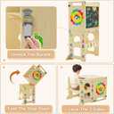 4-in-1 Toddler Standing Tower,Foldable Standing Tower with Blackboard and Wooden Learning Clock,Toddler Kitchen Stool Helper for Kids,Wooden Kids Kitchen Step Stool