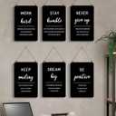 Drsoum Inspirational Office Wall Sign Decor - Motivational Quotes for Living Room - Encouraging Metal Sign for Bedroom - Sayings for Wall Decor - 12 x 8 Inch Set of 6