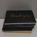 Thank You Cards - Blank 50 Pack Matte Finish Cards with Foiled "Thank You" Printed with 52 Confetti Design Kraft Envelopes 4" x 6" - for Bridal Shower Baby Shower Birthday Party (Black, Gold)