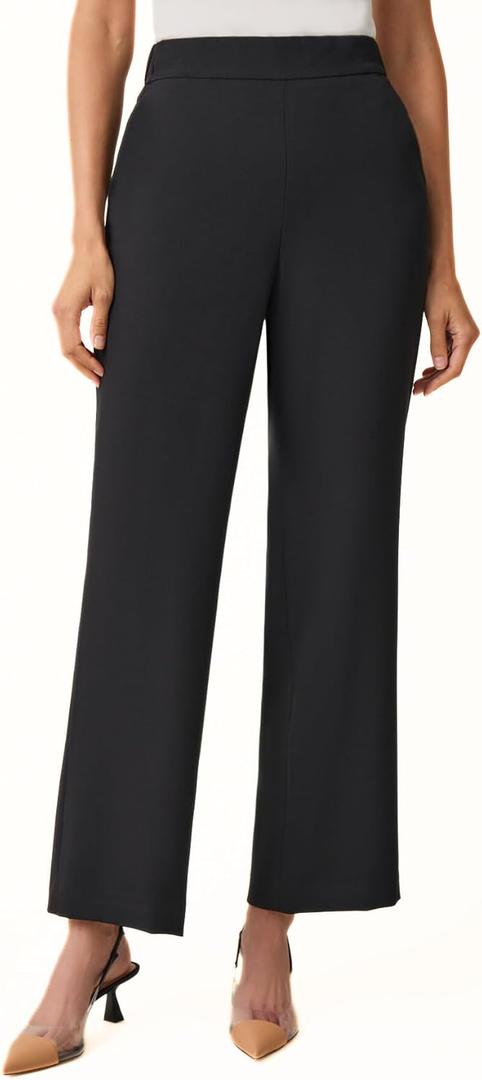 Kasper Women's Pull on Elastic Back Trouser, Small, Black 
