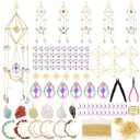 Knitgrip 6 Set 508 Pcs DIY Crystal Suncatcher Making Kits Craft with Rainbow Pendants Chains Gemstone Sun Catcher Hanging Colorful Crystal Prisms Windows Decor Wind Chimes with Chain Pendant Decor
