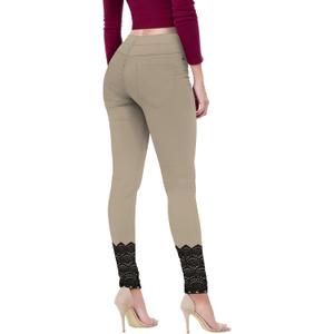 Hybrid & Company Women's Butt Lift Super Comfy Stretch Ripped Skinny Jeans (13, Lace-Khaki)