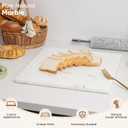 Natural Marble Stone Cutting Board for Kitchen, 16x16 Inch, White with Gold Veins, Marble Slab Pastry Board Large with Non-Slip Feet for Backing, Cheese, Chocolate, Pack of 1 Piece