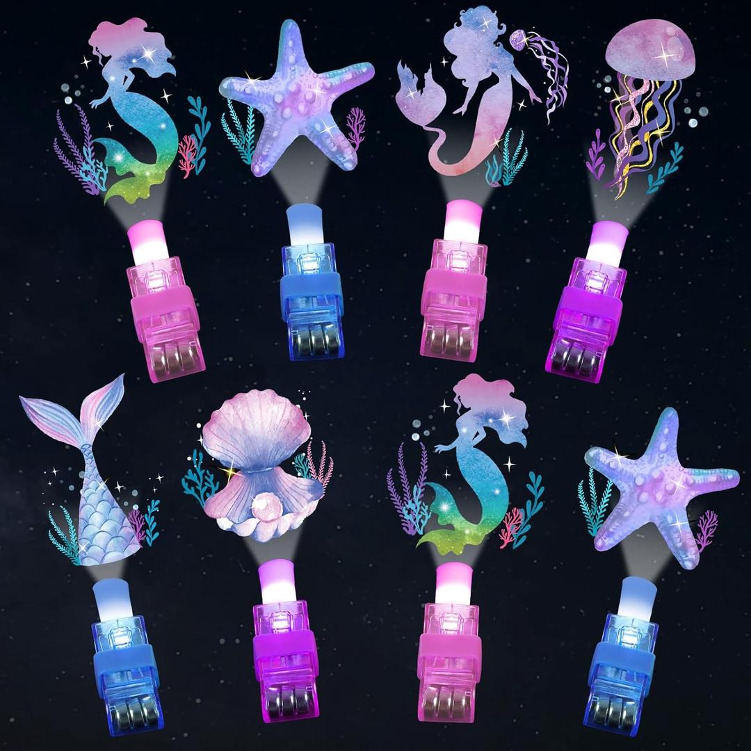 36Pcs Mermaid LED Finger Lights Mermaid Party Favors Glow in the Dark Light Up Finger Lights Ocean Themed Toys Bulk for Under The Sea Birthday Party Goodie Bag Stuffer Birthday Gifts Classroom Prize