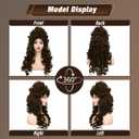 ColorGround Long Curly Fluffy Hair Wig for Women 60 70 80s Beehive Cosplay Wigs for Adults Halloween Costume (Brown)