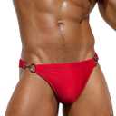AIEOE Mens Swim Briefs Low Rise Quick Dry Swimsuit Athletic Training Swimwear Hook and Eye (Large, Color Red)