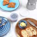 Selamica 4 oz Ramekins with Lids Oven Safe, Creme Brulee Souffle Dishes Ramekins with Covers, Porcelain Custard Cups for Baking, Stackable Mini Ramekin Bowls for Pudding Dip Sauces, Set of 6, Gradient Blue