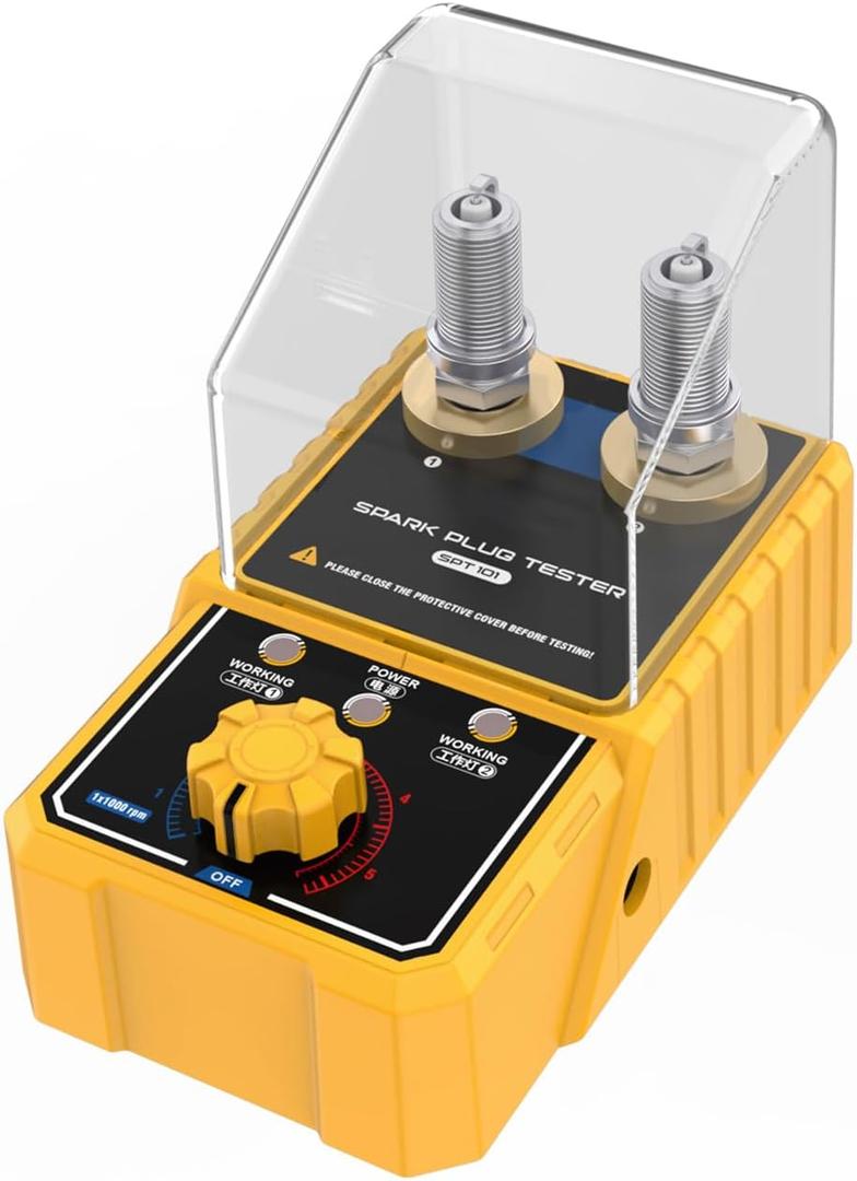 Spark Plug & Ignition Tools SPT101 Spark Tester Plug 2-Holes Detector Ignition Spark Plug Tester Analyzer 0 to 6000RPM With Spark Plug Performance Test,Simulate Engine Performance,Plug&Play 110V/220V