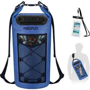 Piscifun Dry Bag, Waterproof Floating Backpack 10L/20L/30L/40L with Waterproof Phone Case for Boating, Kayaking, Fishing (Sapphire Blue)