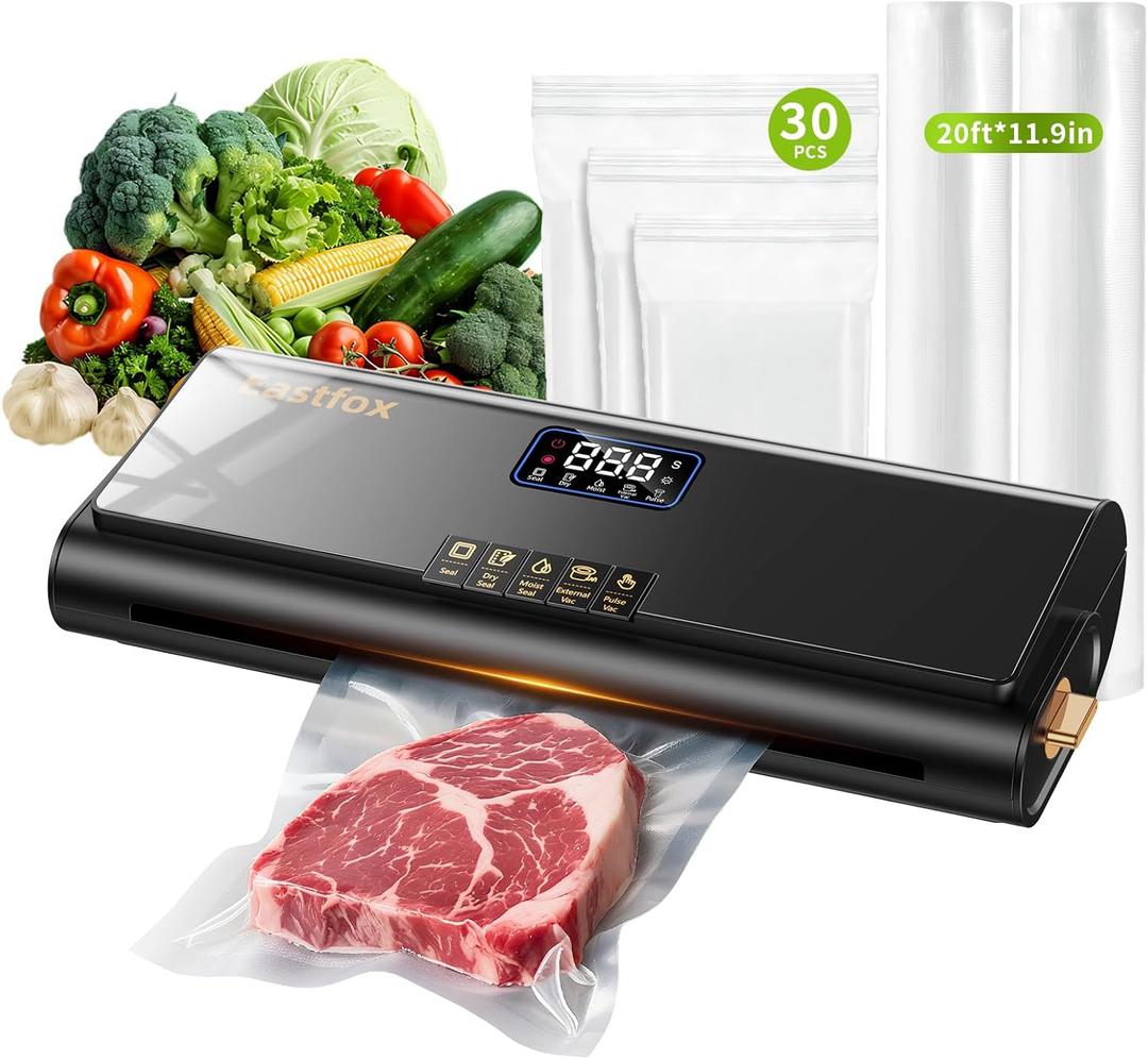Updated Patented Food Preserver Vacuum Sealer Fully Automatic Heat Sealer Machine, Multi-Functional Food sealer Machine Food Bag Sealer with 20ft Bags 30 Vacuum Bags